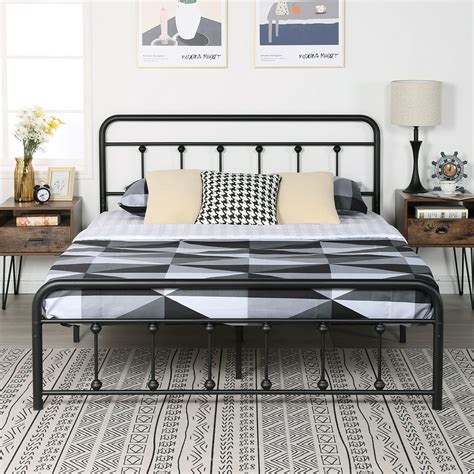 metal bed frame queen no box spring|queen size mattress no springs.